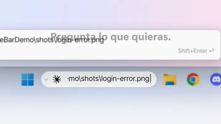 Escribiendo una pregunta en la barra de tareas